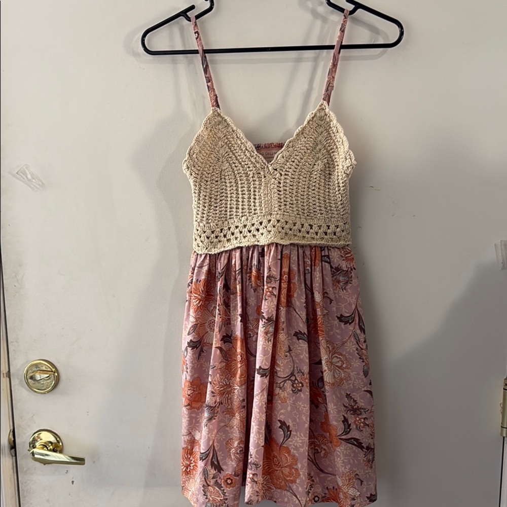 Floral Crochet Top Mini Dress